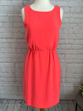 J. Crew Sleeveless Coral Pink Elastic-Waist Sheath Dress